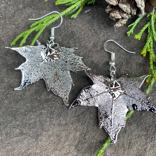 Silver Maple Leaf Earrings - Made In Canada Gifts