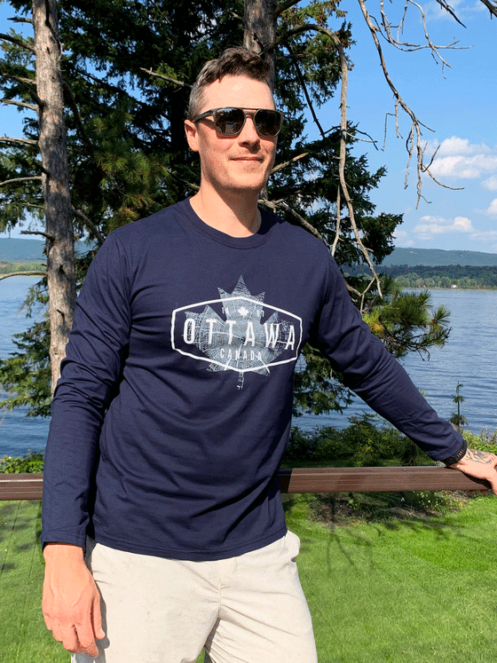 Ottawa Canada Long Sleeved T-Shirt - Navy