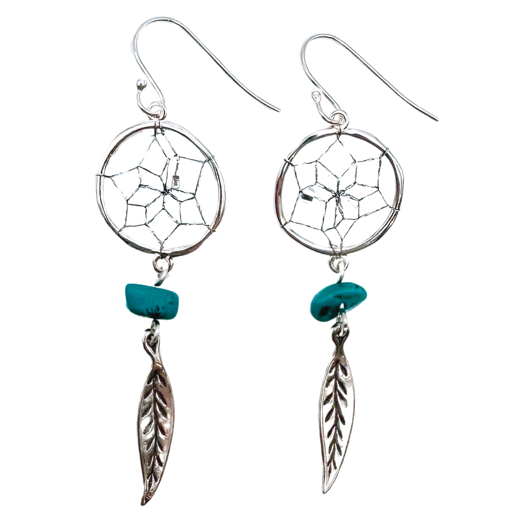 First Nations Dream Catcher Feathered Earrings