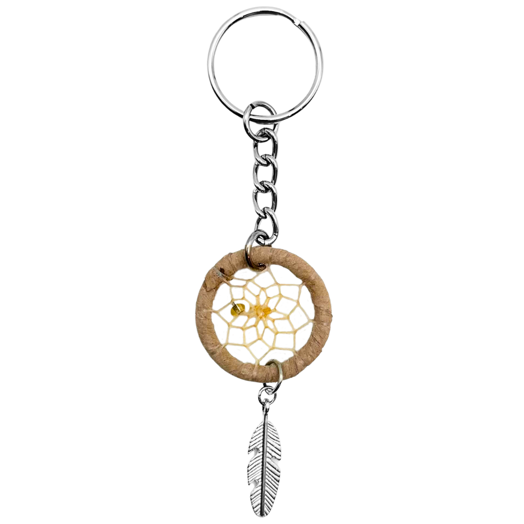 First Nations Dream Catcher Keychain - Tan