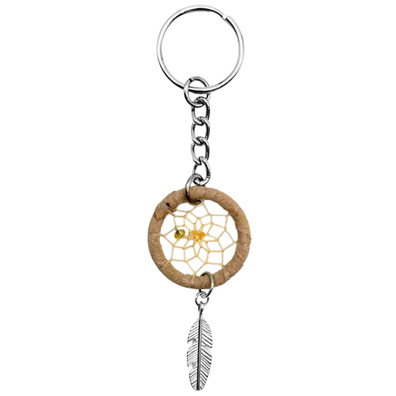 First Nations Dream Catcher Keychain - Tan