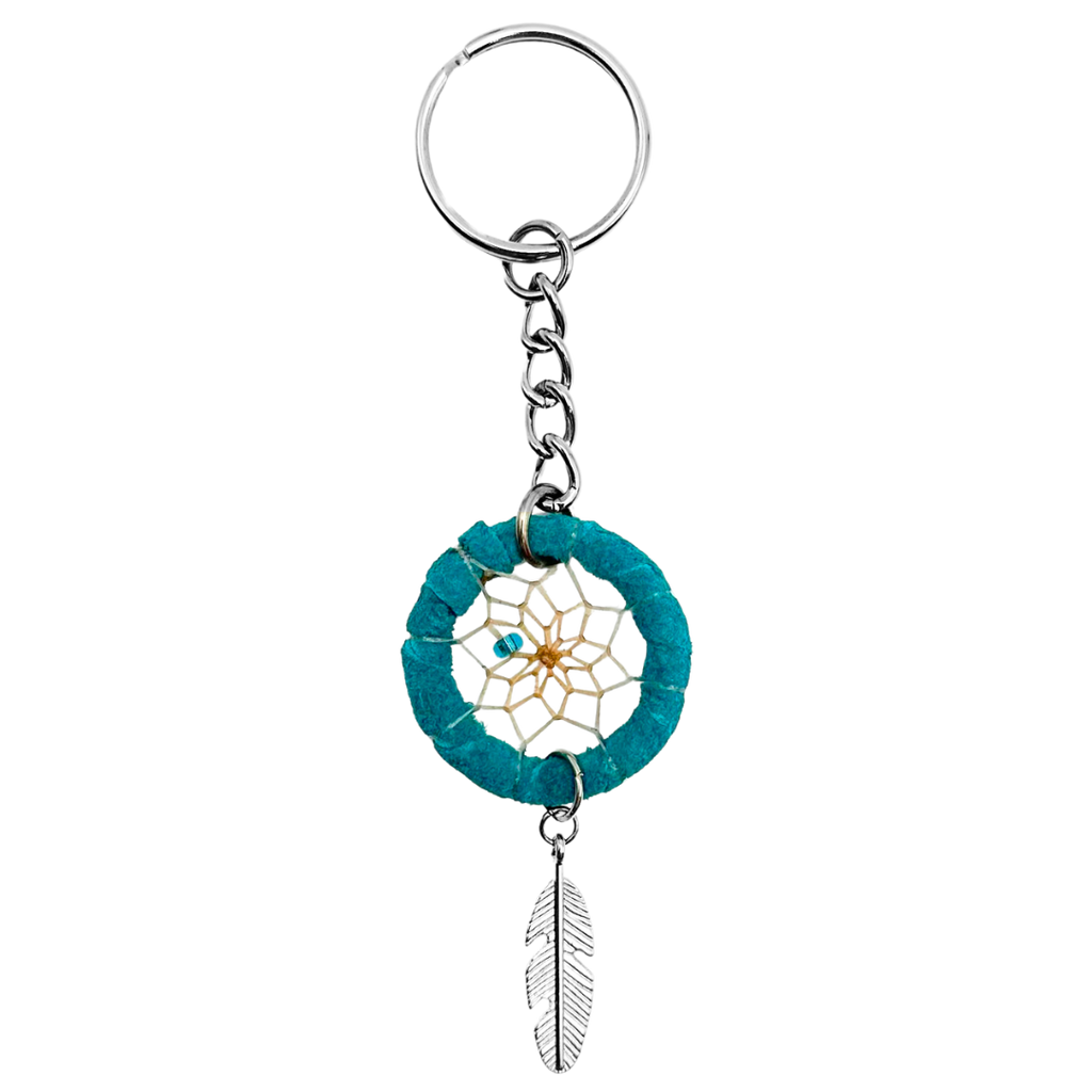 First Nations Dream Catcher Keychain - Turquoise