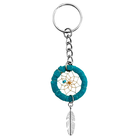 First Nations Dream Catcher Keychain - Turquoise