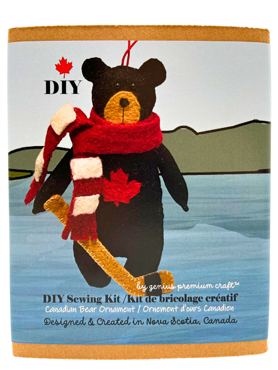 This great little craft kit is packed with super premium quality supplies to sew a sweet felt Canadian Hockey Black Bear with a scarf!