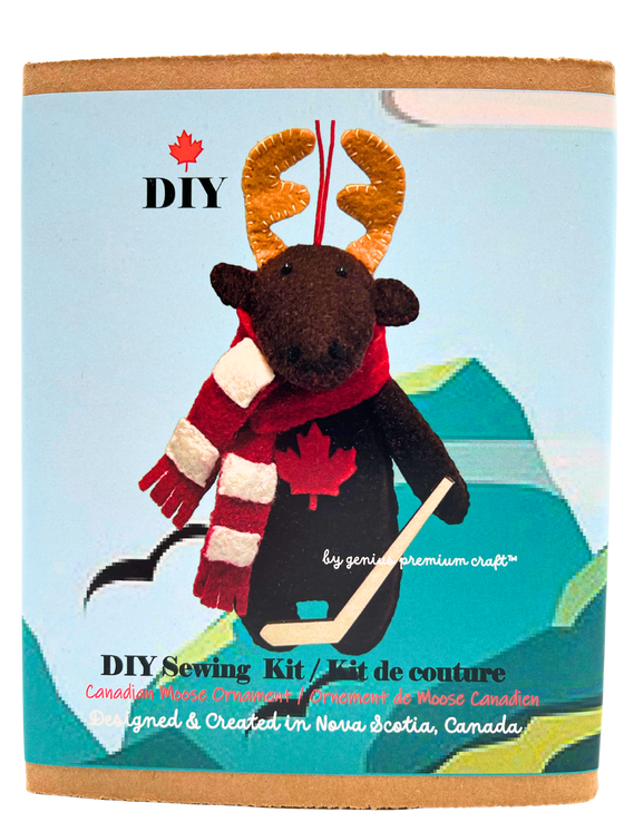 This great little craft kit is packed with super premium quality supplies to sew a sweet FELT Canadian Hockey Moose with a scarf!