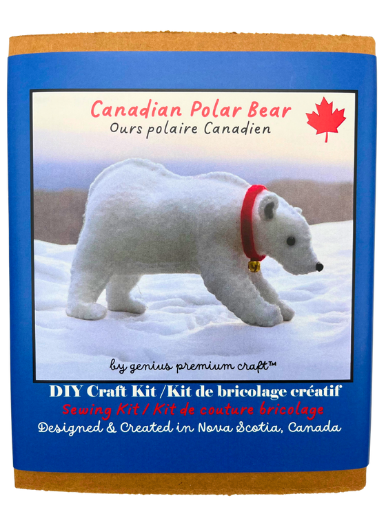 This great little craft kit is packed with super premium quality supplies to sew a sweet felt Canadian Polar Bear.