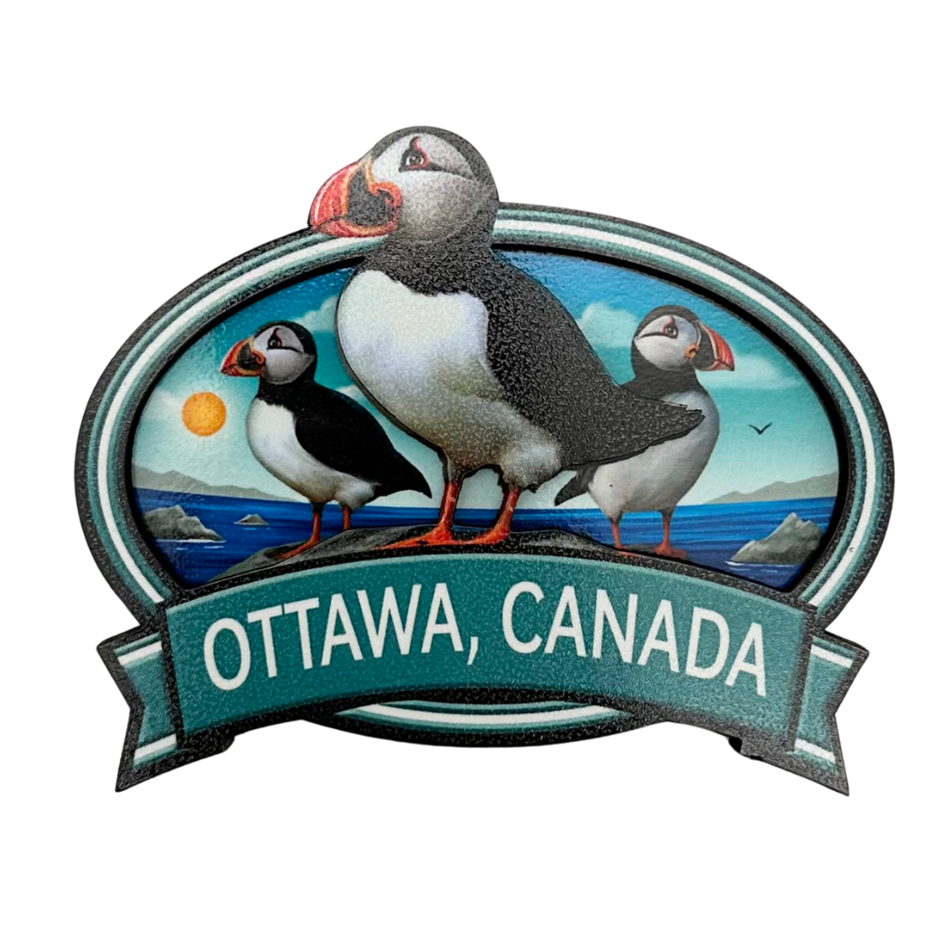 Ottawa Canada 2D Puffin - Wooden Magnet