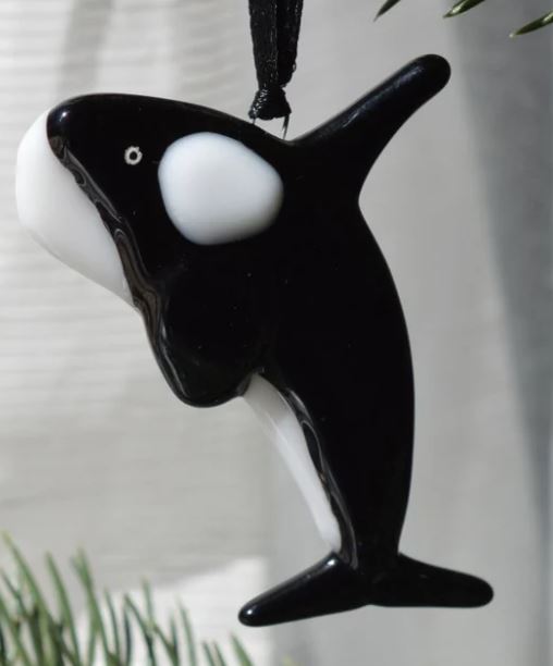 Fused Glass Orca Ornament