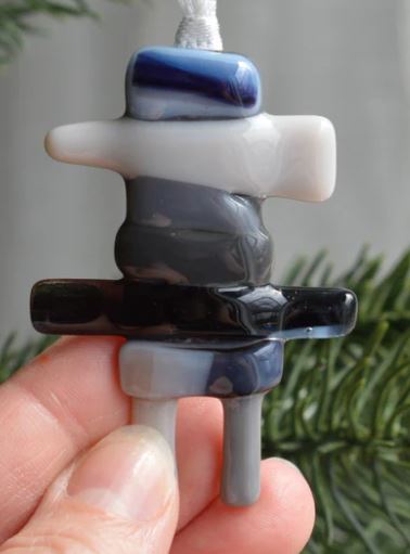 Fused Glass Inukshuk Ornament