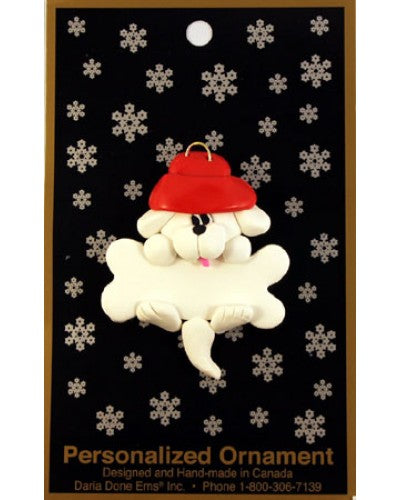 White Dog & Bone Ornament