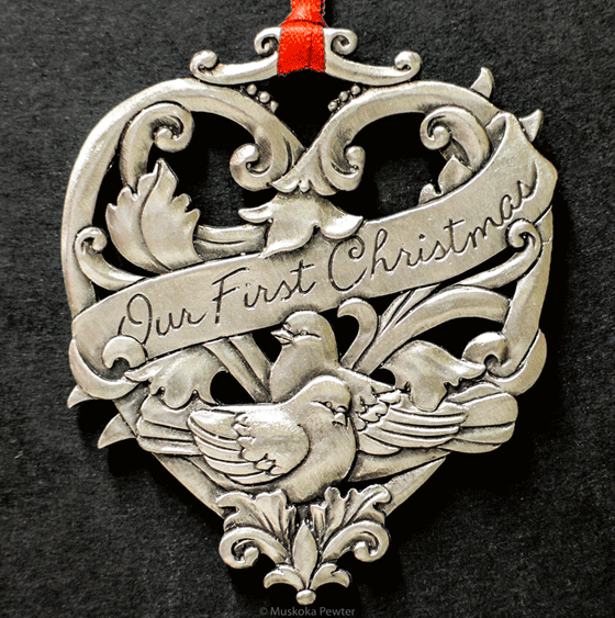 Our First Christmas Heart Pewter Ornament