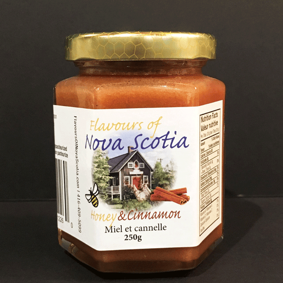 Nova Scotia honey is creamed and combined with cinnamon to create a delicious and refreshing taste. This honey comes in a 250 gram glass jar. 